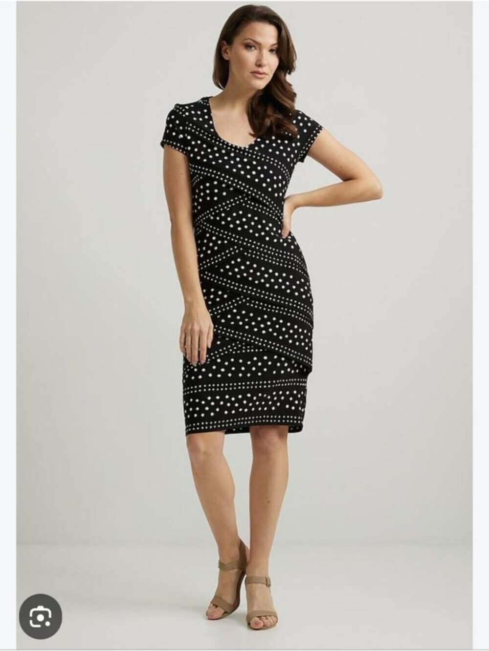 JOSEPH RIBKOFF | Polka Dot Print Dress Style 222015 Sz 4